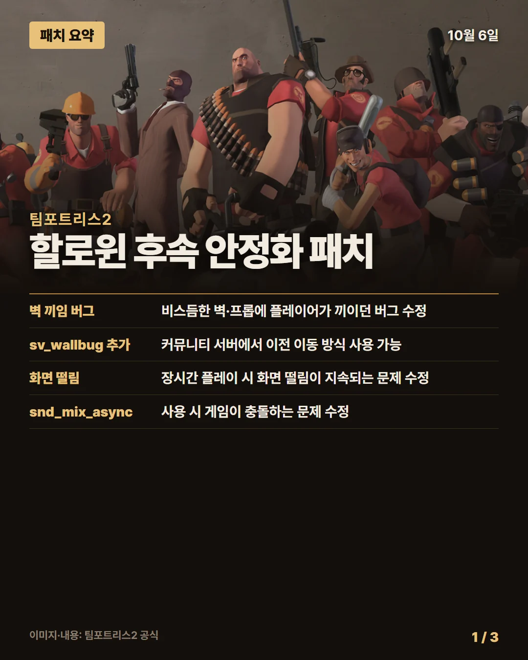 팀포트리스2 패치 요약 1/3