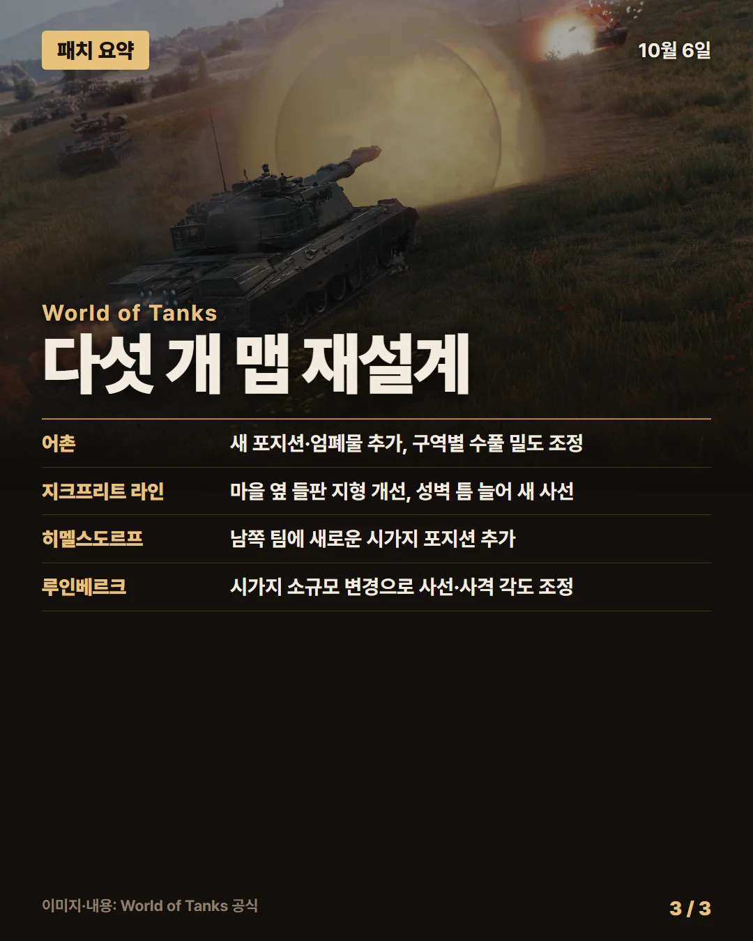 월드 오브 탱크 패치 요약 3/3
