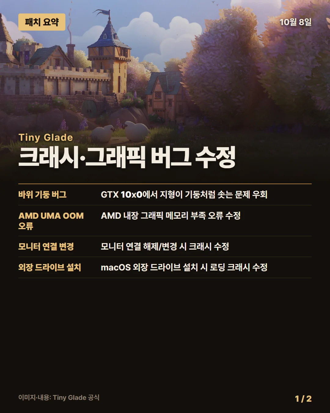 타이니 글레이드 패치 요약 1/2