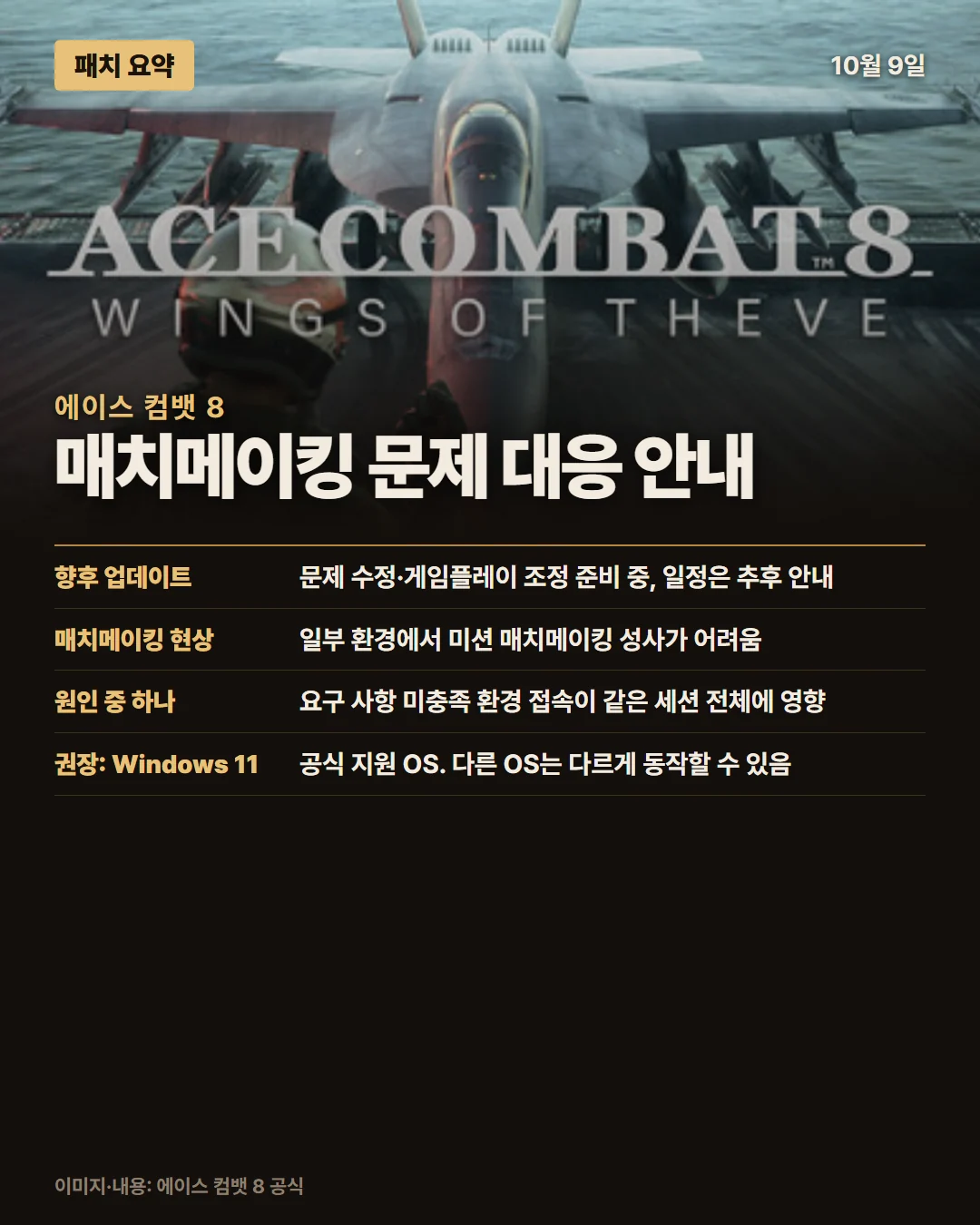 에이스 컴뱃 8 패치 요약 1/1