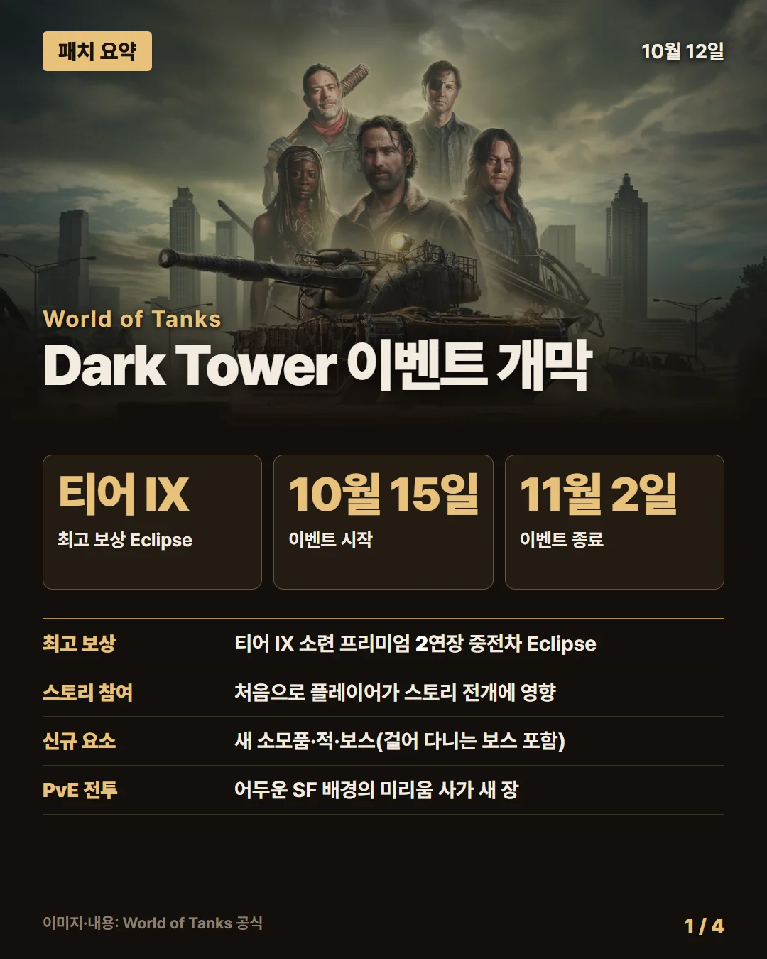 월드 오브 탱크 패치 요약 1/4