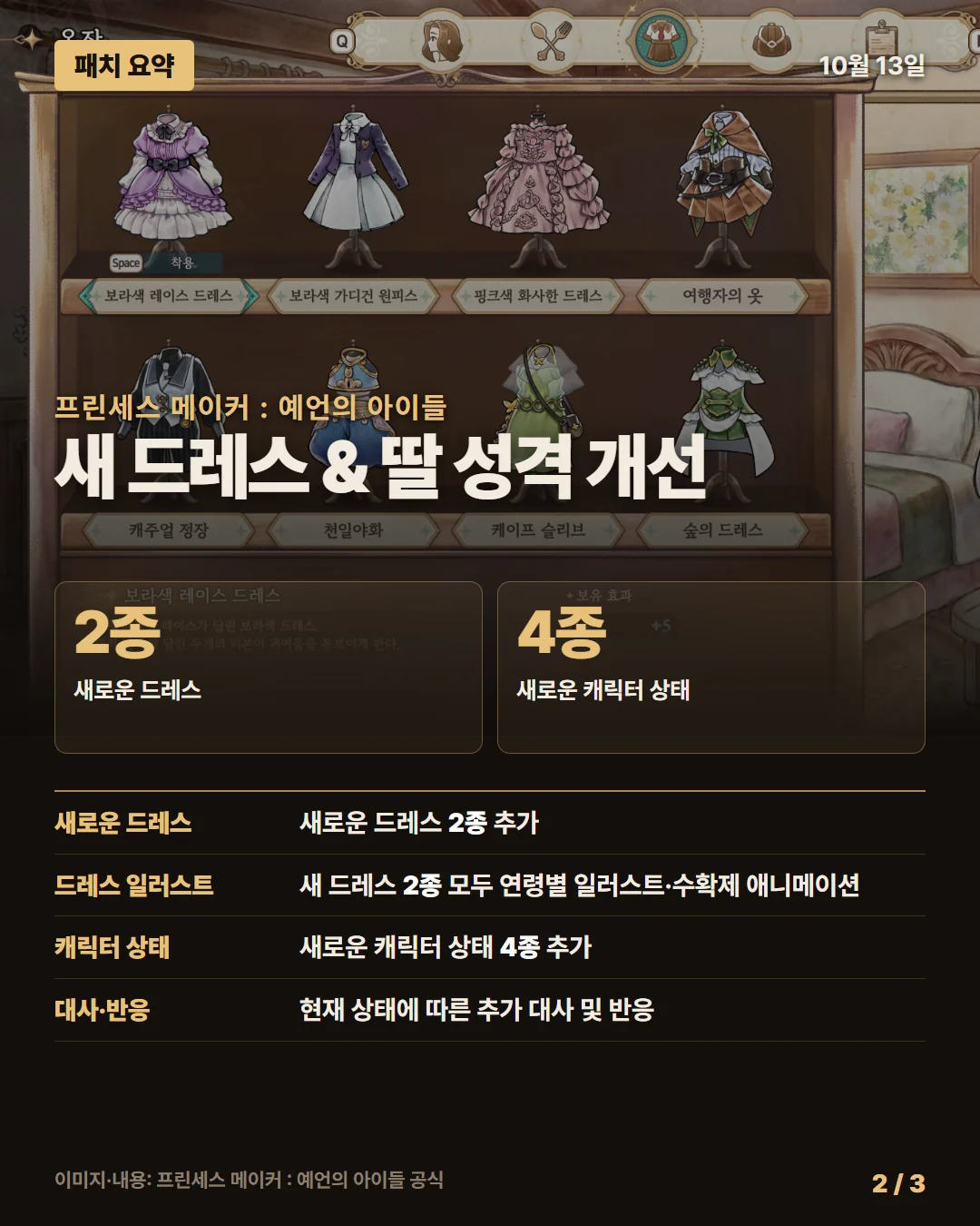 프린세스 메이커 : 예언의 아이들 패치 요약 2/3