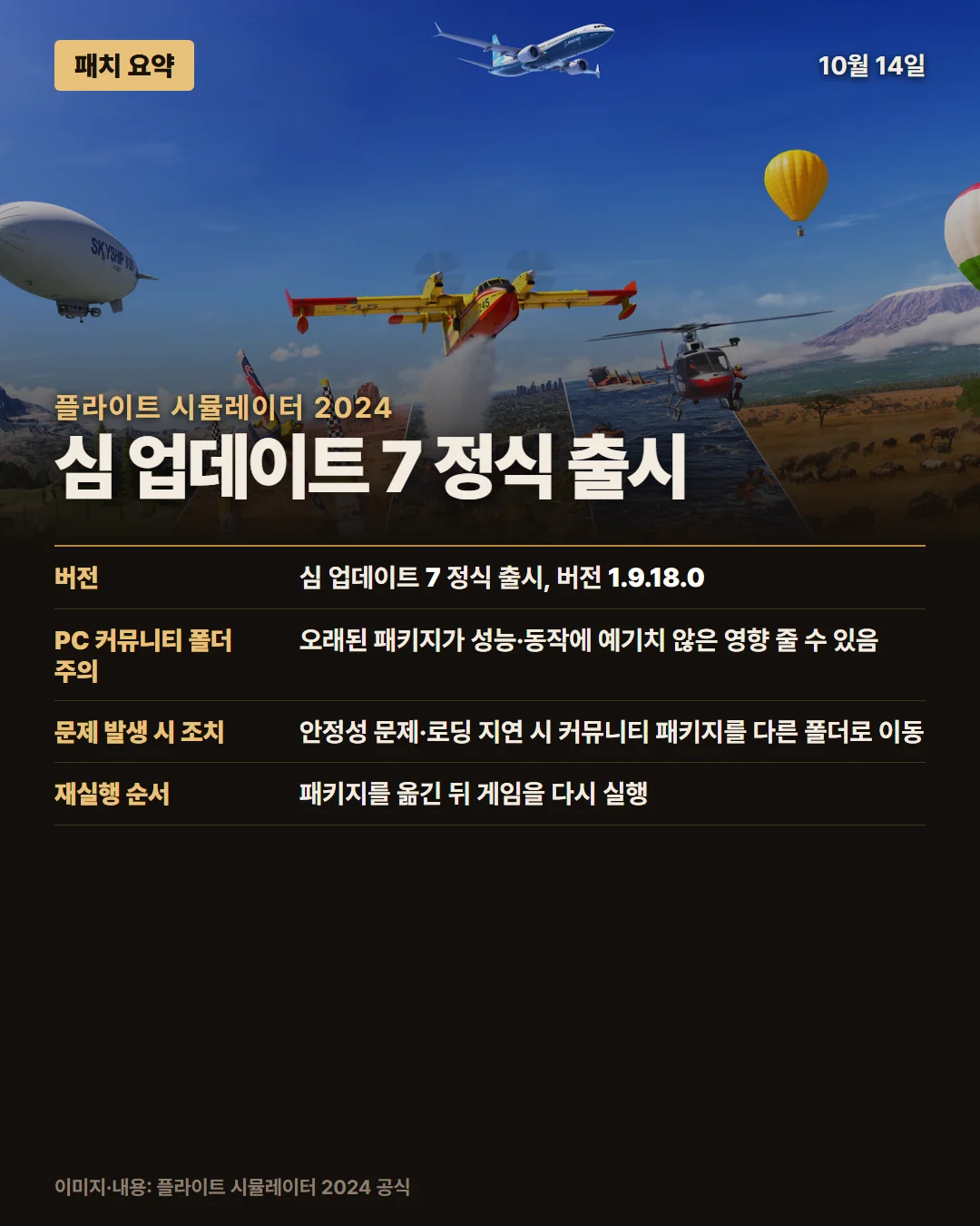 플라이트 시뮬레이터 2024 패치 요약 1/1