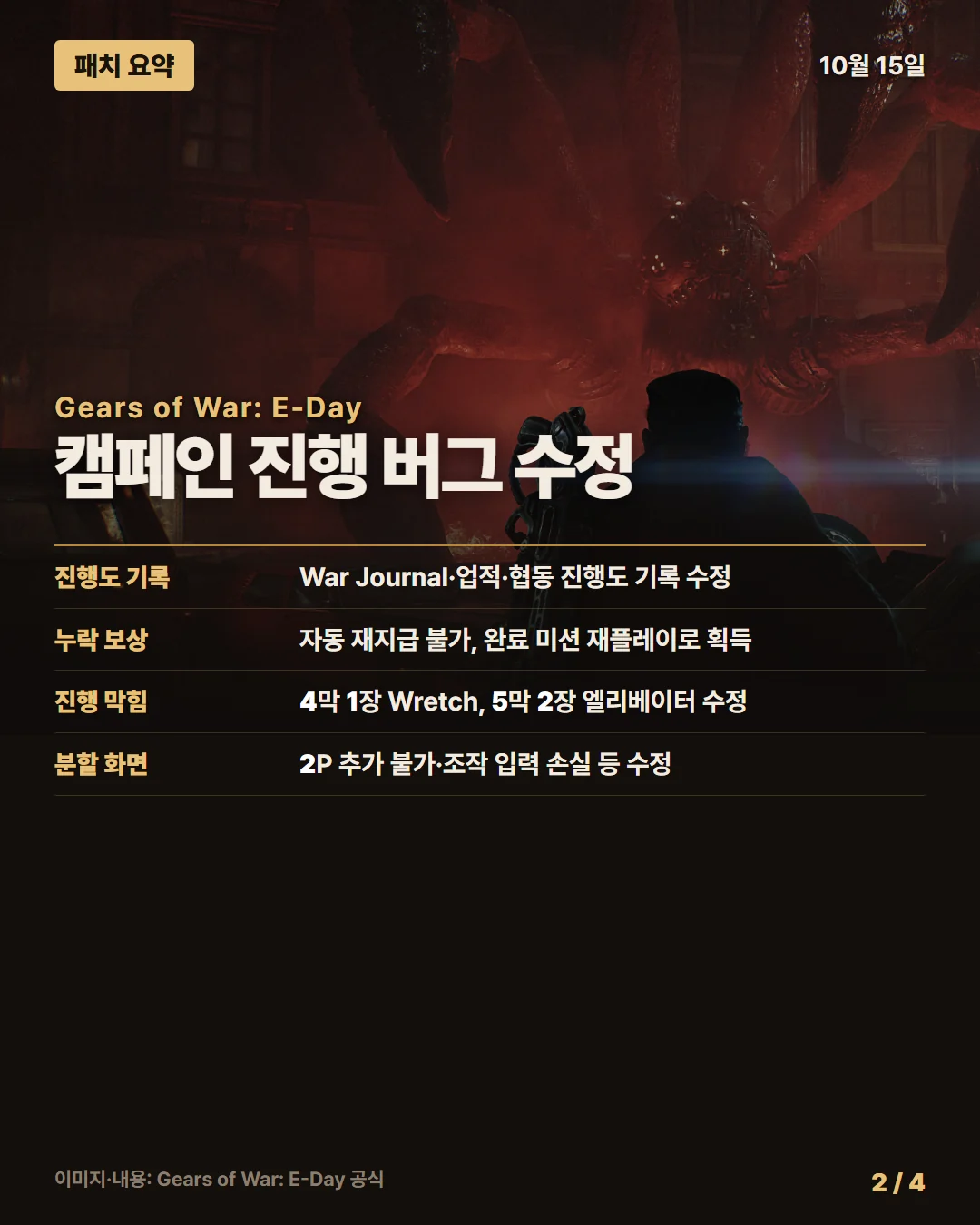 기어스 오브 워: E-Day 패치 요약 2/4