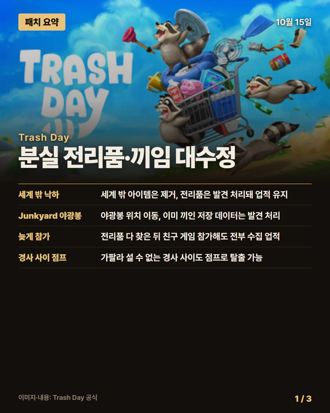 트래시 데이 패치 요약 1/3