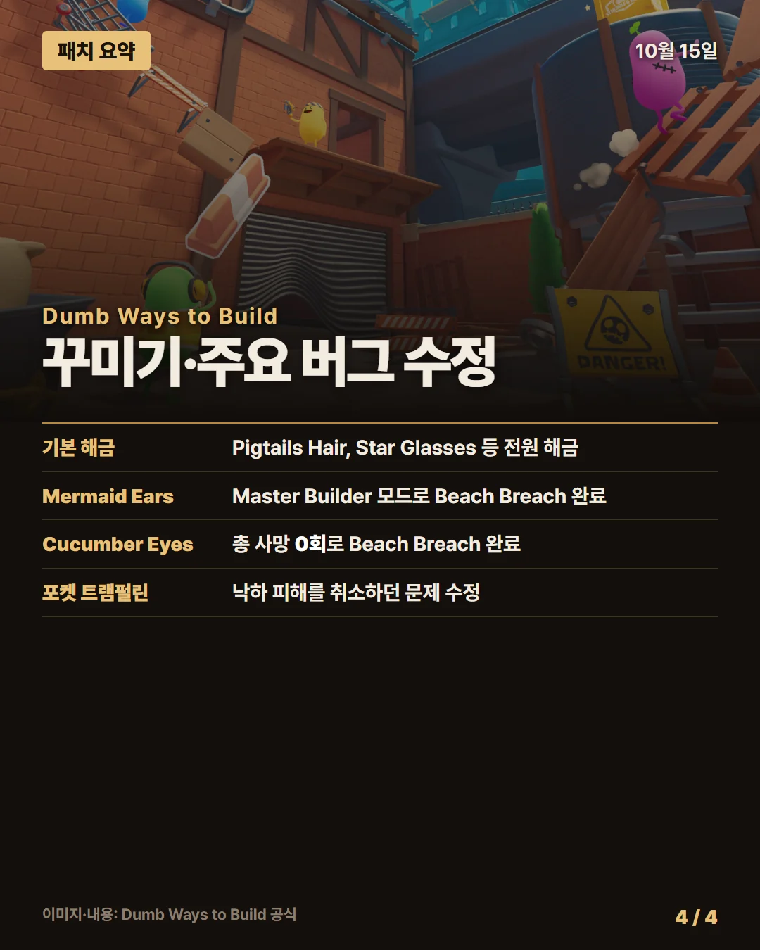 덤 웨이즈 투 빌드 패치 요약 4/4
