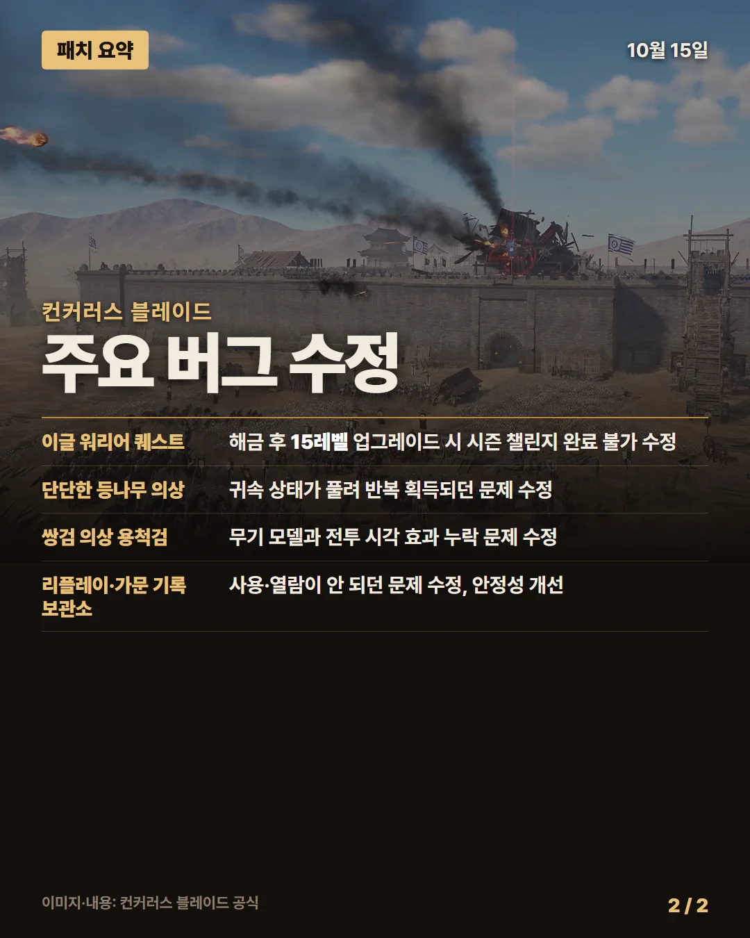 컨커러스 블레이드 패치 요약 2/2