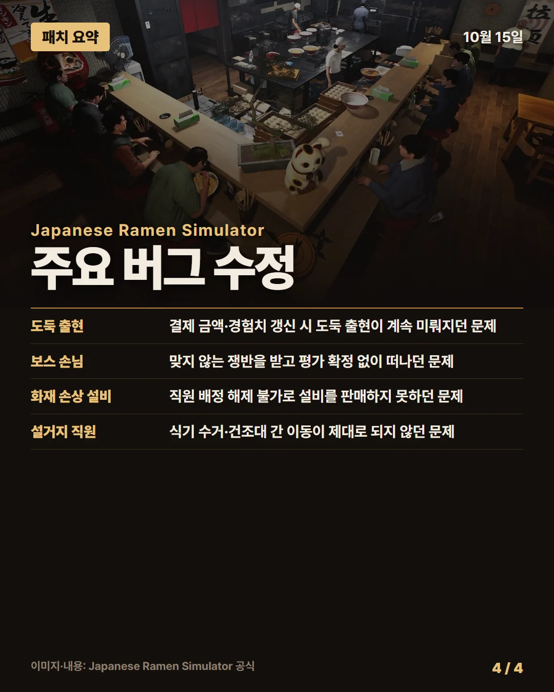 일본 라멘 시뮬레이터 패치 요약 4/4