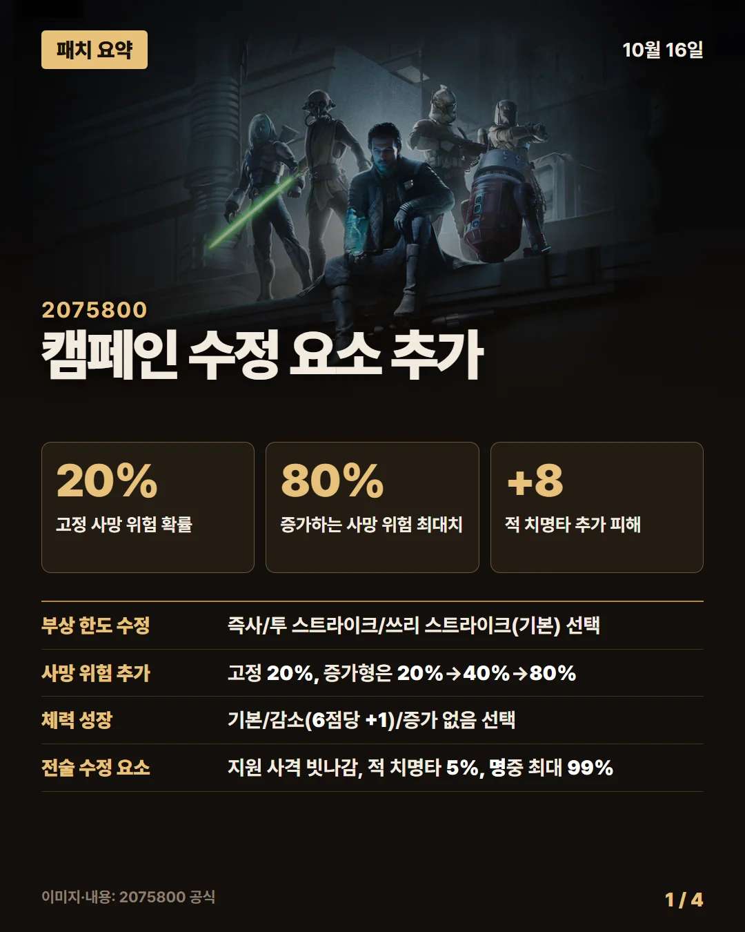 스타워즈 제로 컴퍼니 패치 요약 1/4