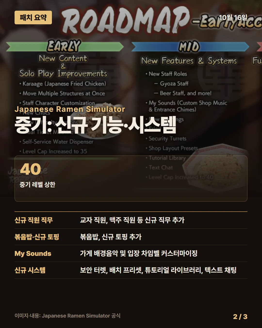 일본 라멘 시뮬레이터 패치 요약 2/3