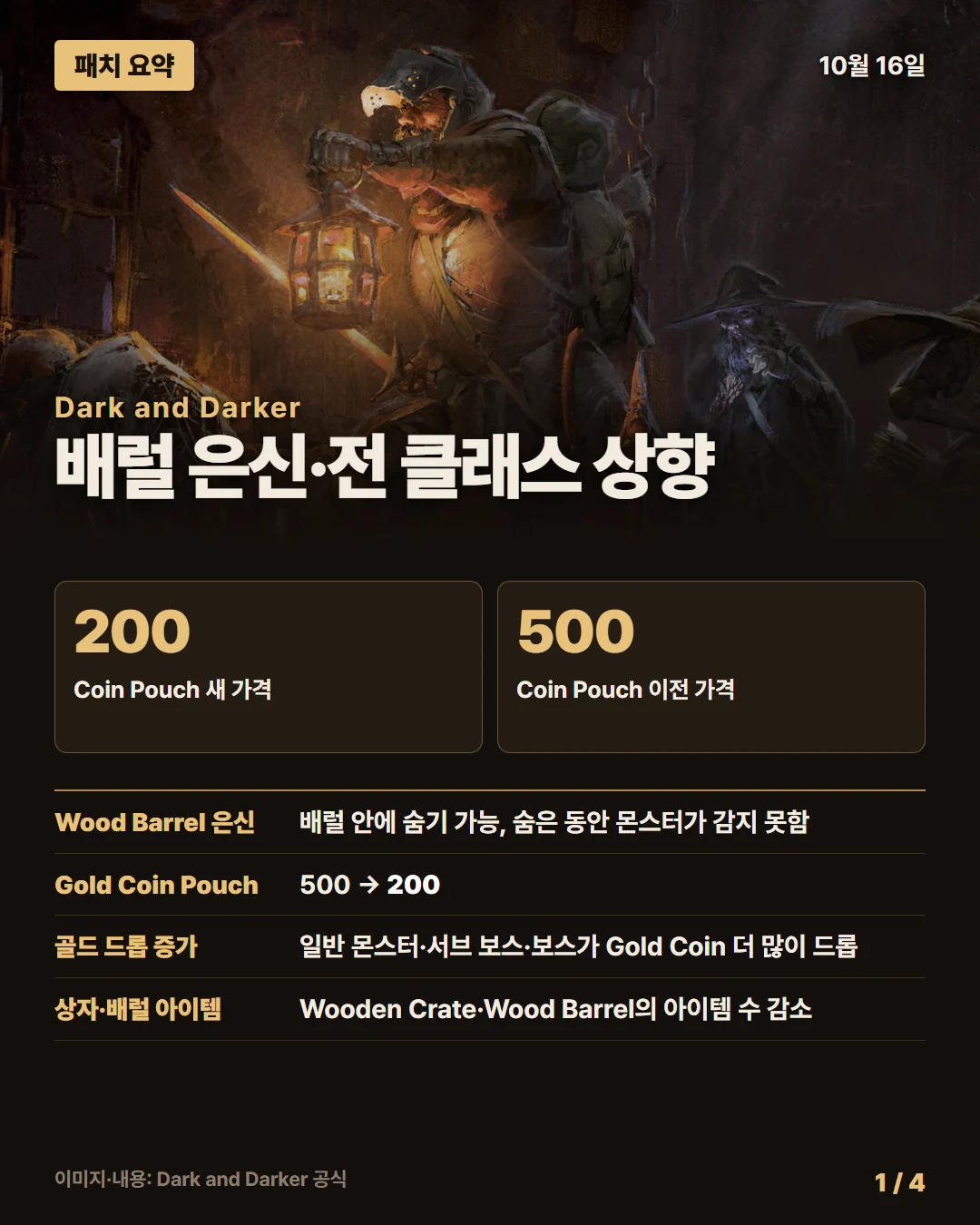 다크 앤 다커 패치 요약 1/4