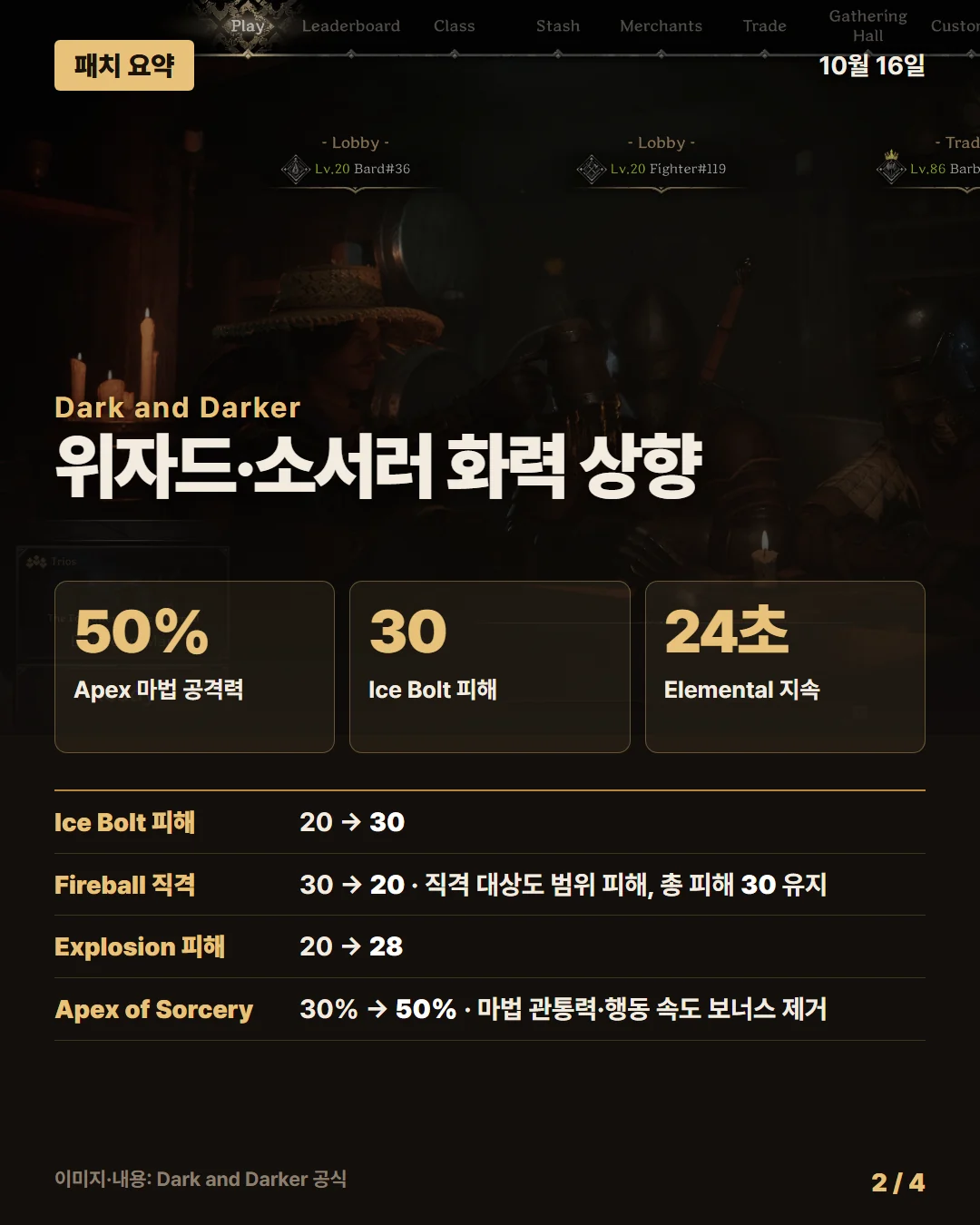 다크 앤 다커 패치 요약 2/4