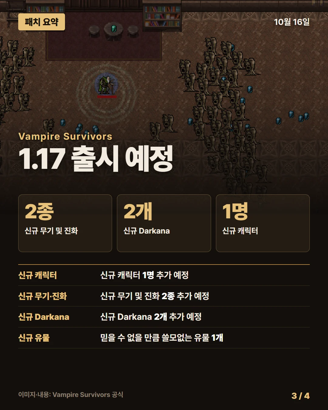 뱀파이어 서바이버즈 패치 요약 3/4