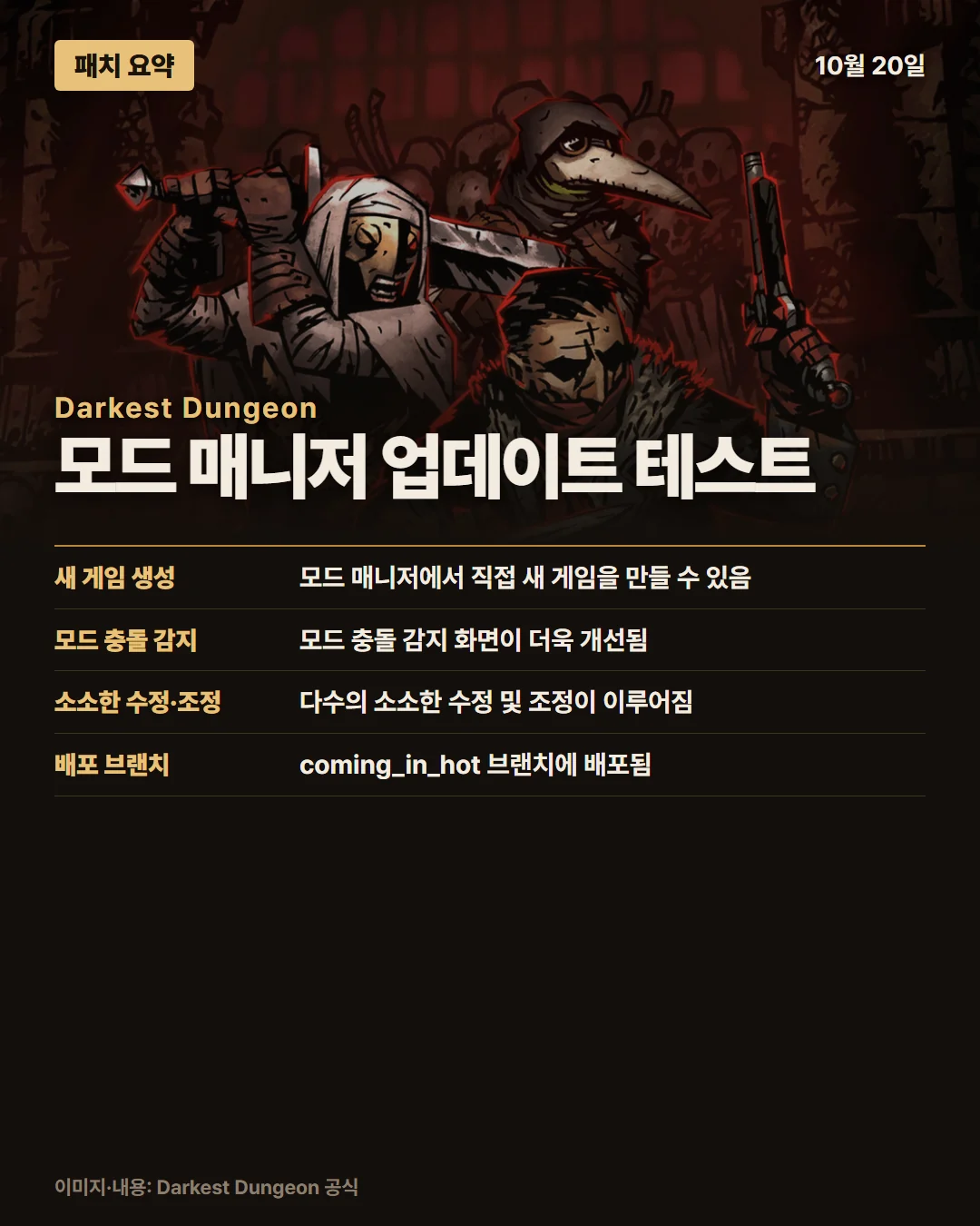 다키스트 던전 패치 요약 1/1