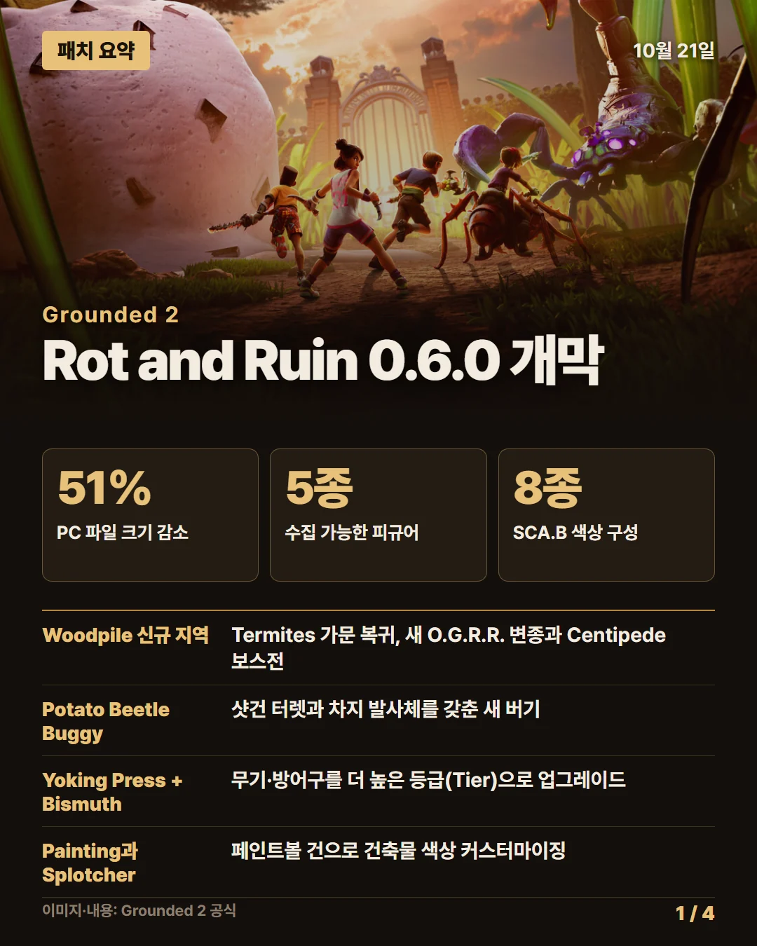 그라운디드 2 패치 요약 1/4