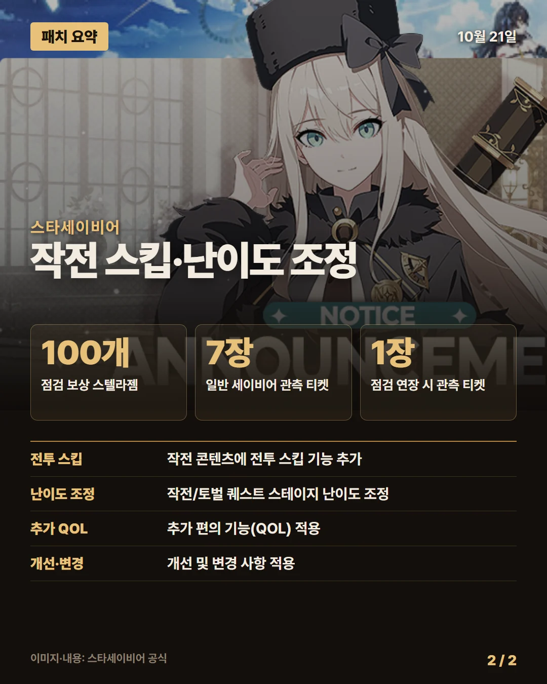 스타세이비어 패치 요약 2/2