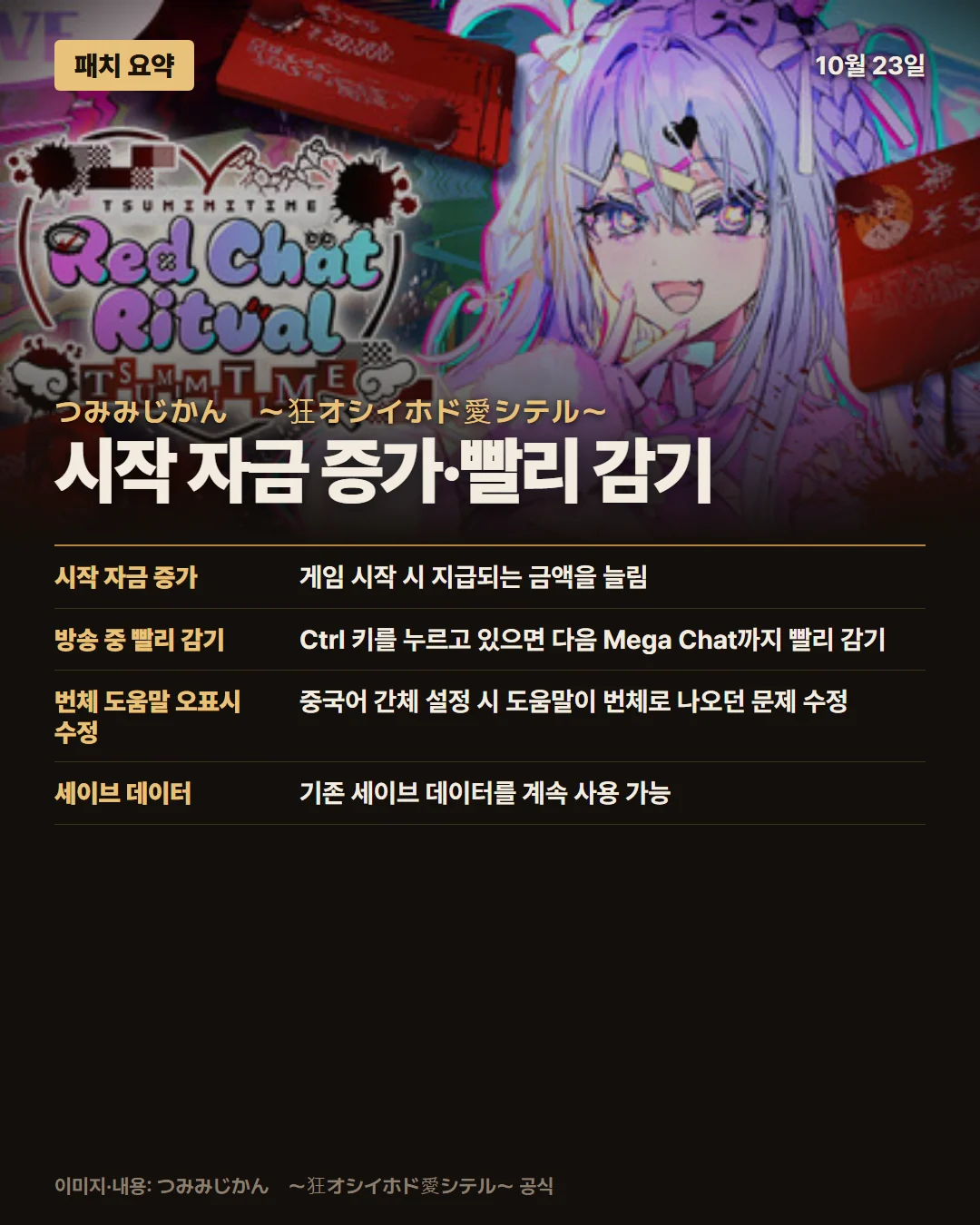 츠미미지칸 ~쿠루오시이호도 아이시테루~ 패치 요약 1/1