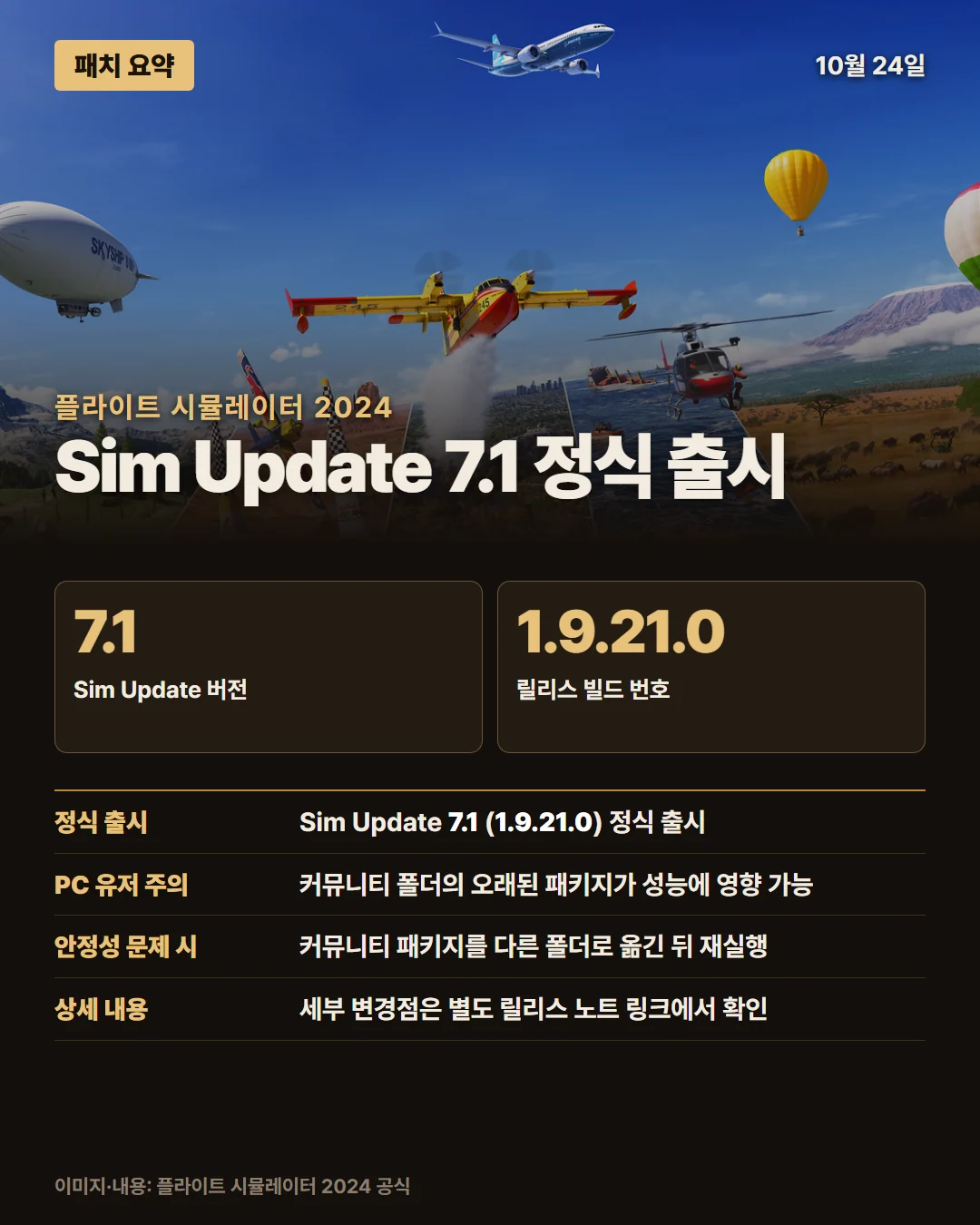 플라이트 시뮬레이터 2024 패치 요약 1/1