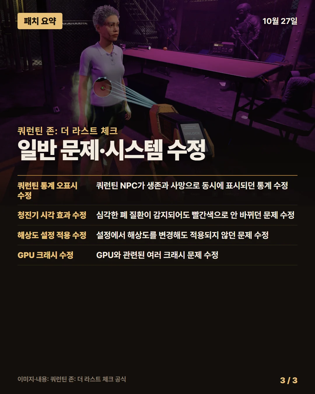 쿼런틴 존: 더 라스트 체크 패치 요약 3/3