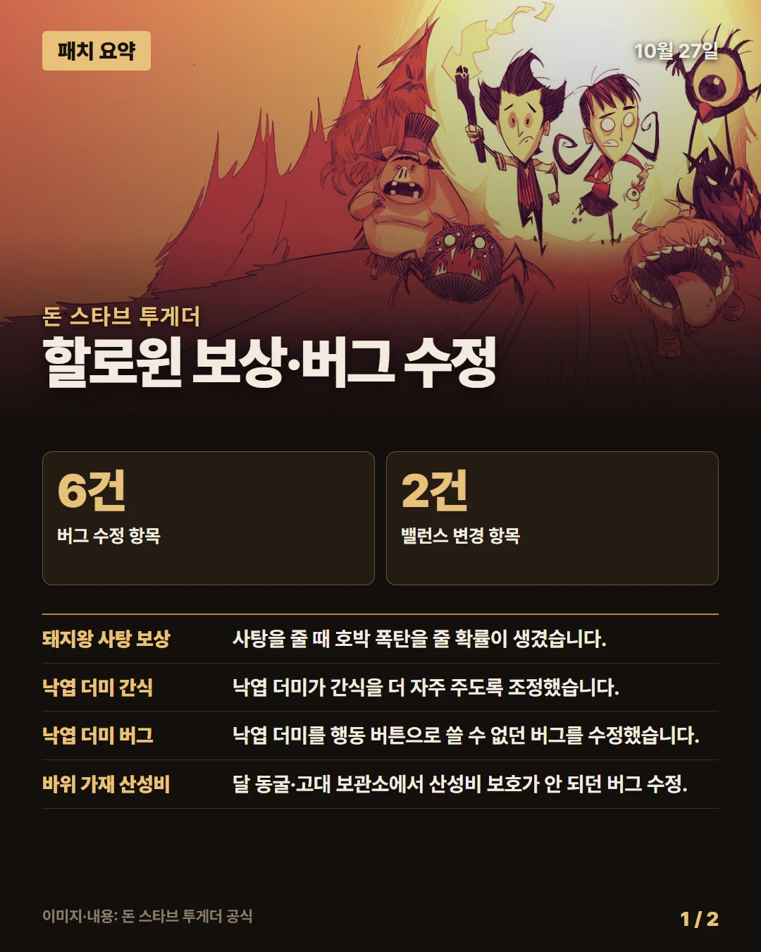 돈 스타브 투게더 패치 요약 1/2