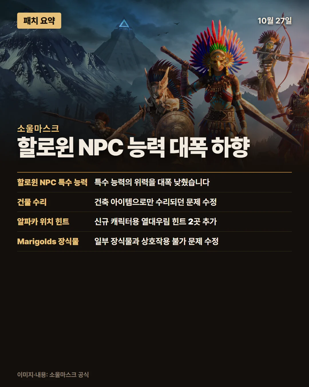 소울마스크 패치 요약 1/1