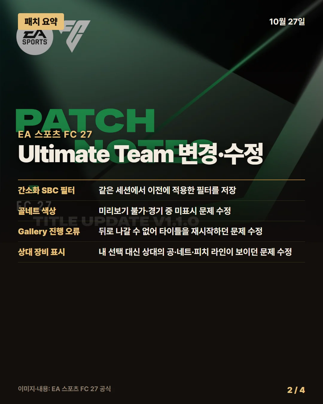 EA 스포츠 FC 27 패치 요약 2/4