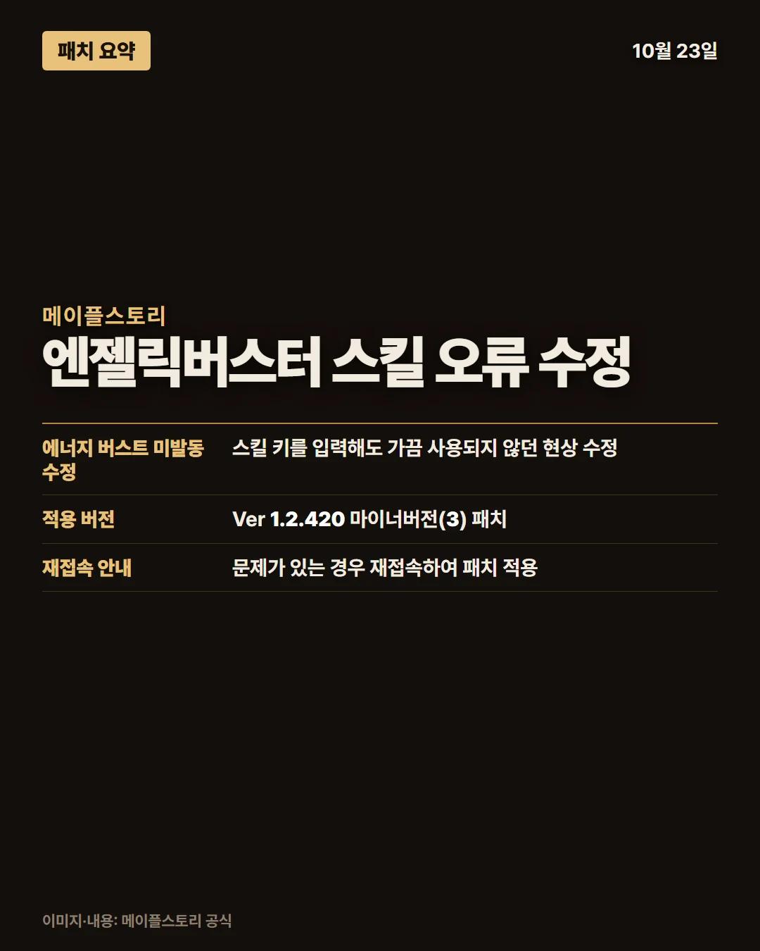 메이플스토리 패치 요약 1/1