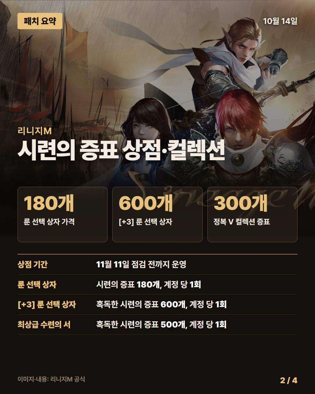 리니지M 패치 요약 2/4