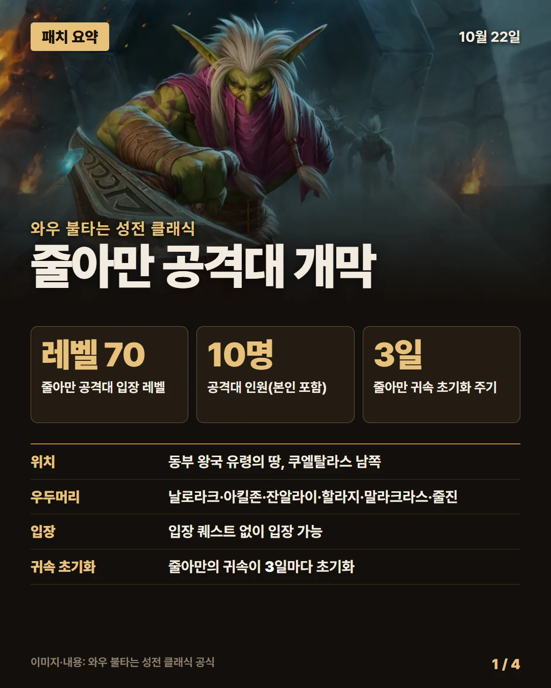 와우 불타는 성전 클래식 패치 요약 1/4